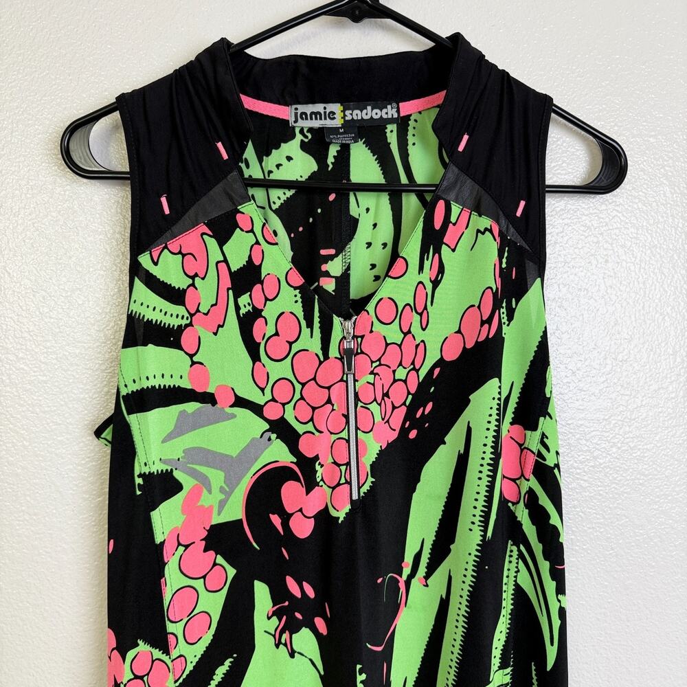 Jamie Sadock Dress Medium Green Sleeveless Graphic Tentacle Tennis Sport Sign * - Picture 4 of 13